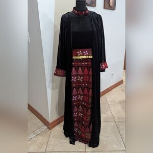 Palestinian Black, Red, Green Thobe - 3 Pieces - Size 5/2XL